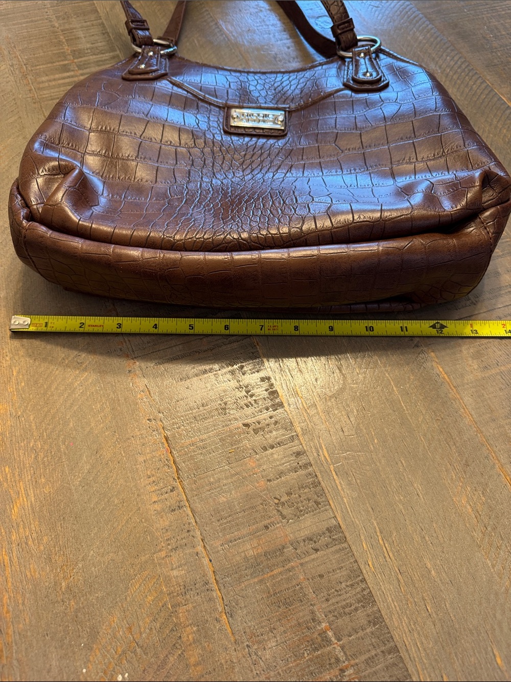 Nicole By Nicole Miller Brown Croc-Embossed Shoulder Bag - Picture 9 of 9